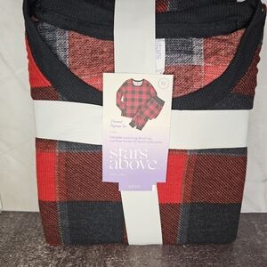 Stars Above Red and Black Plaid Thermal Pajama Set XL
